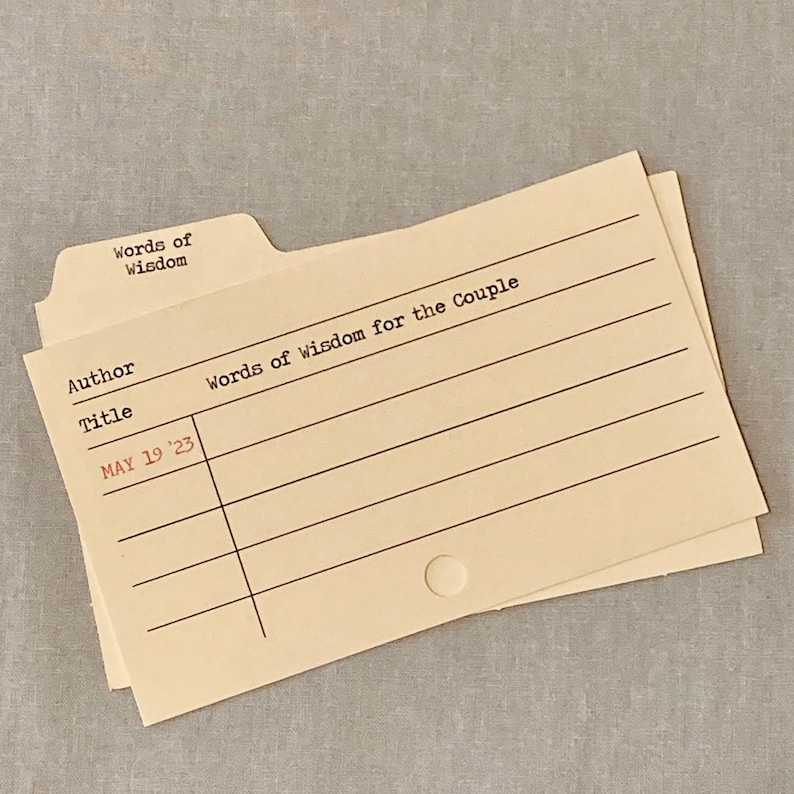 Literary Catalog Card Guest Book Cards for Wedding / Advice Etsy