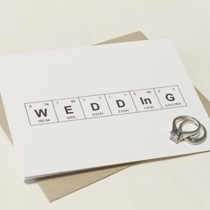Biglietto di nozze d'amore sulla chimica / Tavola periodica degli elementi "WEDDInG" Biglietto di elementi sentimentali / Per la coppia nerd, nerd e sfigati