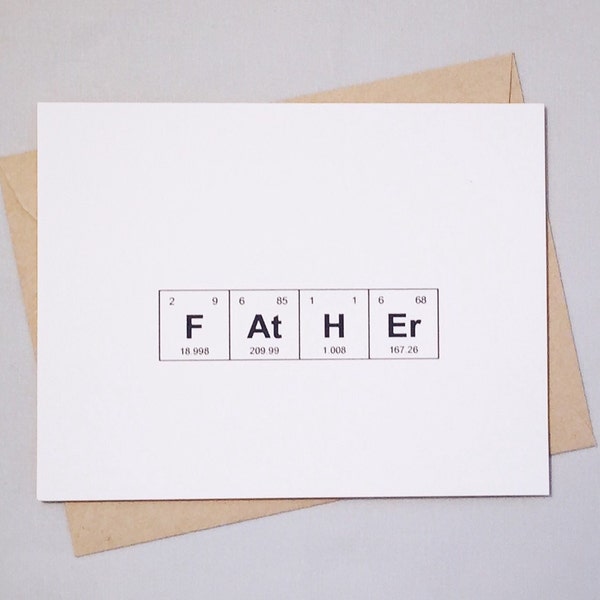 Father's Day Card for Dad / Periodic Table of the Elements "FAtHEr" / "STeP FAtHEr" / FAtHEr IN LaW" Sentimental Elements Card / New Dad