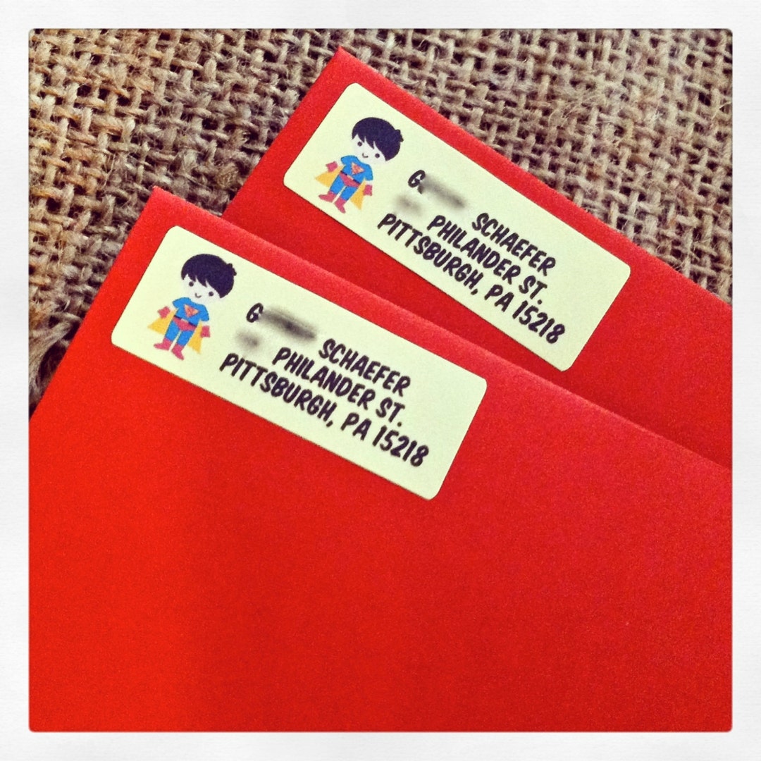 60 Superhero Kids Return Address Labels 2/3