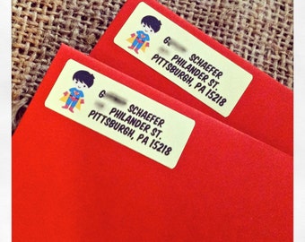 60 Superhero Kids Return Address Labels 2/3" x 1-3/4"