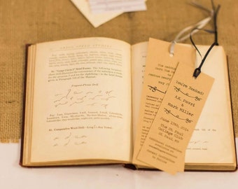 Newly Engaged / Literary Wedding Bookmark Save the Dates (set of 20)