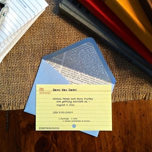 Library Catalog Card Save the Dates for Literary Wedding (set of 25) / Bookworm Wedding / Card Catalogue Book the Date / for Newly Engaged