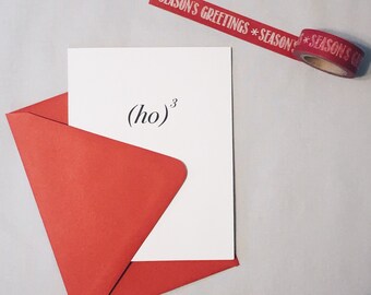 Math Equation Christmas Card / Ho Cubed Holiday Card / Ho Ho Ho / Positively Awesome Math Cards / Ho to the Third Power / Arithmetic Card