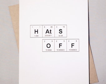 Periodic Table Graduation Card - "Hats Off" Science Grad Card