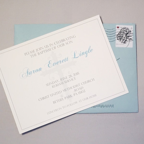 Simple & Elegant Baptism Invitations for Baby Boy or Baby Girl (set of 20)