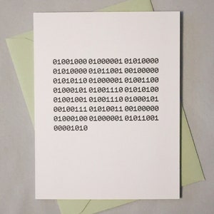 Geeky Valentijnsdag Kaart / Binaire Code / Happy Valentine's Day Card / Computer Programmering / Adorkable Computer Love Card / Nerd Love /