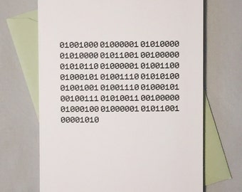 Geeky Valentine's Day Card / Binary Code / Happy Valentine's Day Card / Computer Programming / Adorkable Computer Love Card / Nerd Love /
