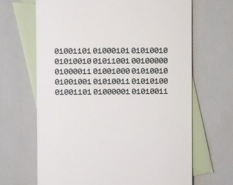 Merry Christmas Geeky Binary Code Card / Christmas Card for Computer Nerds, Coders, Programmers, Software Engineers