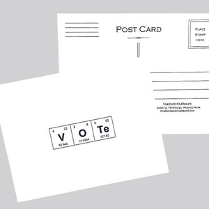 Cartões postais de ativismo político, cartões postais de votação, tabela periódica dos elementos AF feminista, cartões postais de ciência