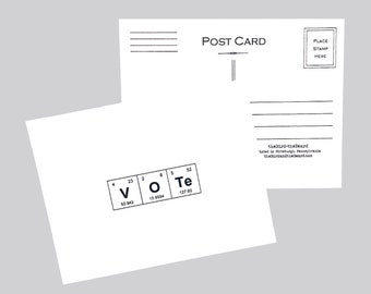 Political Activism Postcards, Vote Postcards, Periodic Table of the Elements Feminist AF, Because Science Postcards