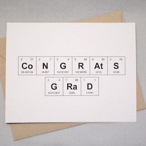 Carte de remise des diplômes Félicitations, tableau périodique des éléments, Carte de remise des diplômes « CoNGRAtS GRAD » / Carte de félicitations Sentimental Elements