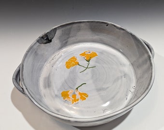 Gray baking dish with gingko leaves