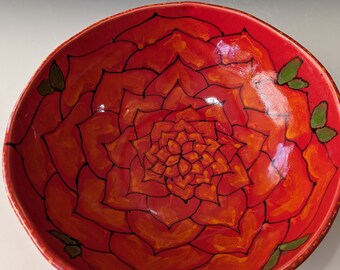 red dahlia bowl