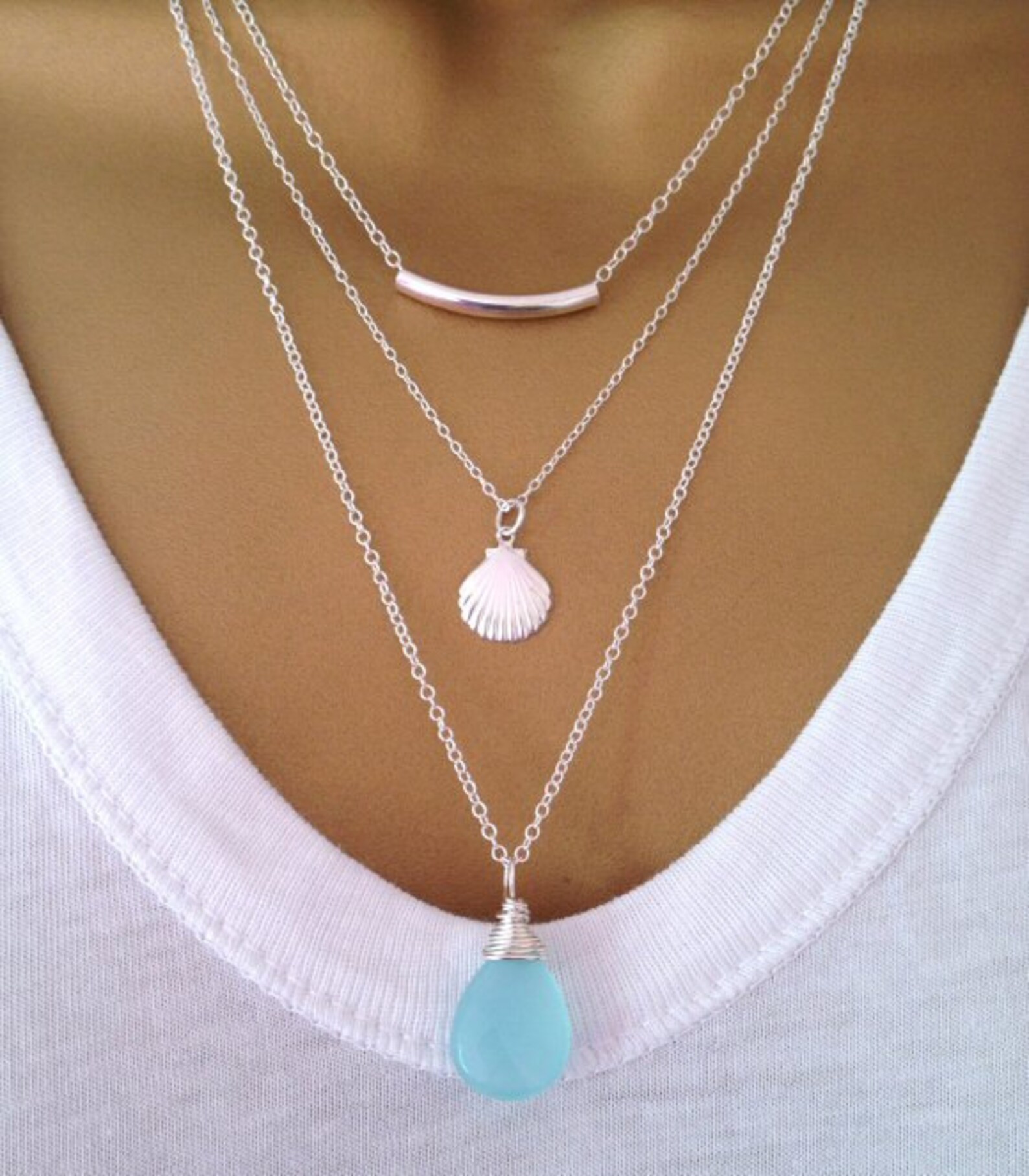 Layered Necklace Set Silver Layered Necklaces Silver Etsy UK