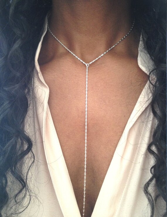 Lariat Necklace Lariat Choker Silver Lariat Necklace Silver Etsy