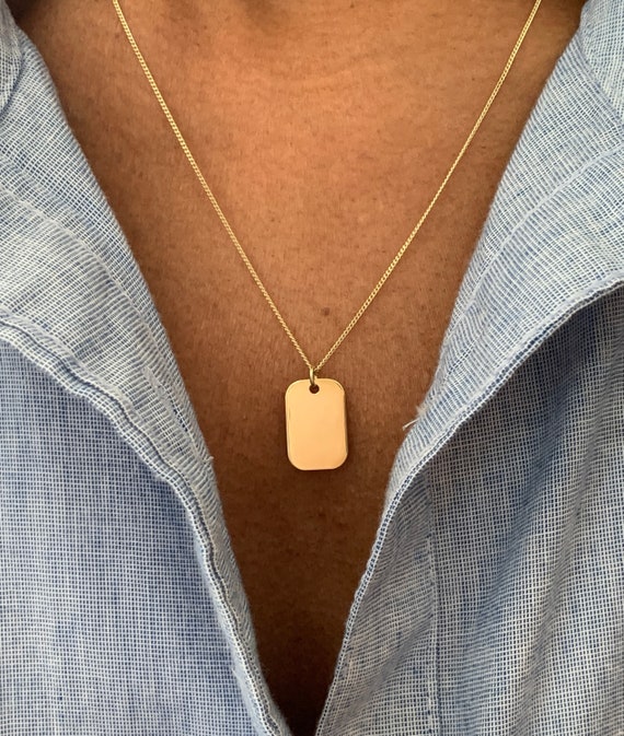 9ct Gold Dog Tag Necklace Handmade 