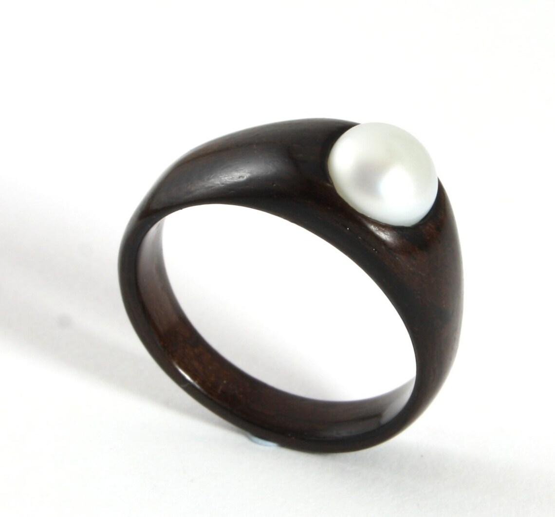 Wooden Engagement Ring Handcrafted in Ebony and Set With Etsy