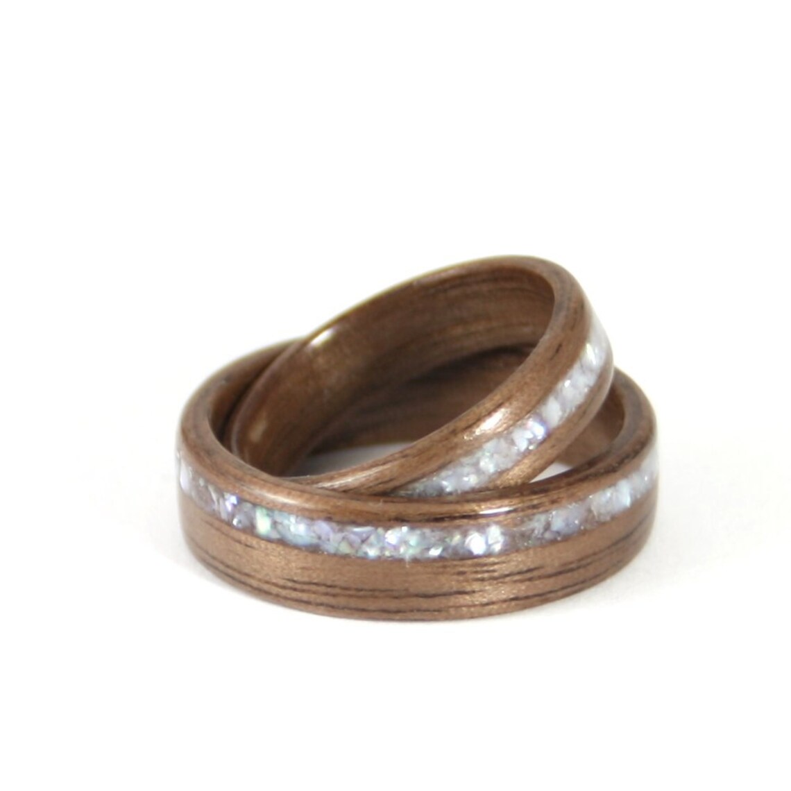 Wooden Wedding Rings Made From American Walnut With A Crushed Etsy