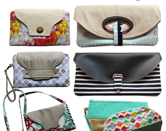 The Clutch Bundle - PDF Sewing Pattern - Instant download, clutch, foldover clutch, handbag, bag, small bag,