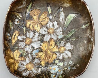 1960s Alexandre Kostanda for Vallauris Floral Bouquet Glazed