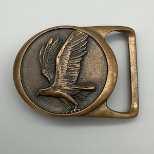 1979 Tech Ether Guild Inc. Solid Brass Osprey Belt Buckle Artist Signed Todd
