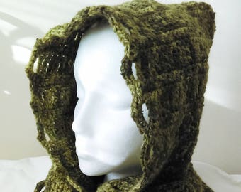 Crochet Hooded Scarflette PATTERN- Fiddlehead / Crochet Scarflette with Hood pattern / Crochet Alpaca Scarf pattern / Crochet Hood and Scarf