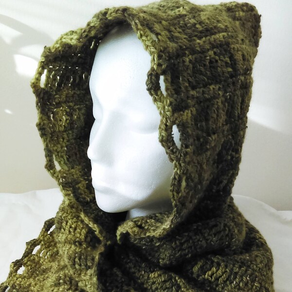 Crochet Hooded Scarflette PATTERN- Fiddlehead / Crochet Scarflette with Hood pattern / Crochet Alpaca Scarf pattern / Crochet Hood and Scarf