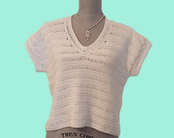 Patrón de top corto de crochet: Cloud Nine - Suéter de algodón y bambú