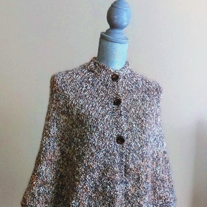 Knit Cape PATTERN- RUSTIC CAPE / Knit Cape Wrap pattern / Knit Cape with Buttons / Knit Shawl Sweater / Knit Cloak Pattern / Soft Cape
