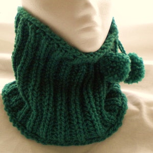 Knit Cowl PATTERN with Pom Poms- Brioche / Knit Brioche Cowl pattern / Knit Brioche Neck Warmer pattern / Knit Neck Warmer pattern