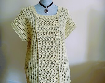 Patrón de top de crochet extragrande: Campanas Susurrantes - Jersey de algodón y bambú (Patrón PDF)