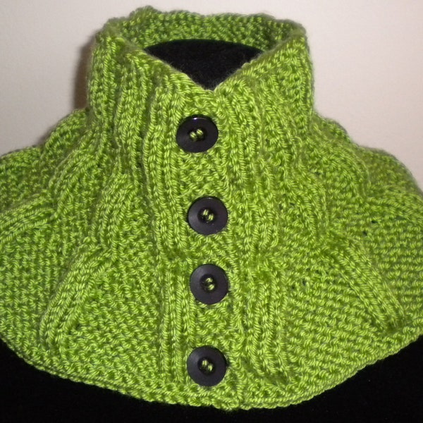 Knit Scarflette-Neck Warmer PATTERN- Button-up / Knit Buttoned Scarf pattern / Knit Cowl with Buttons patterns / Knit Neck Warmer