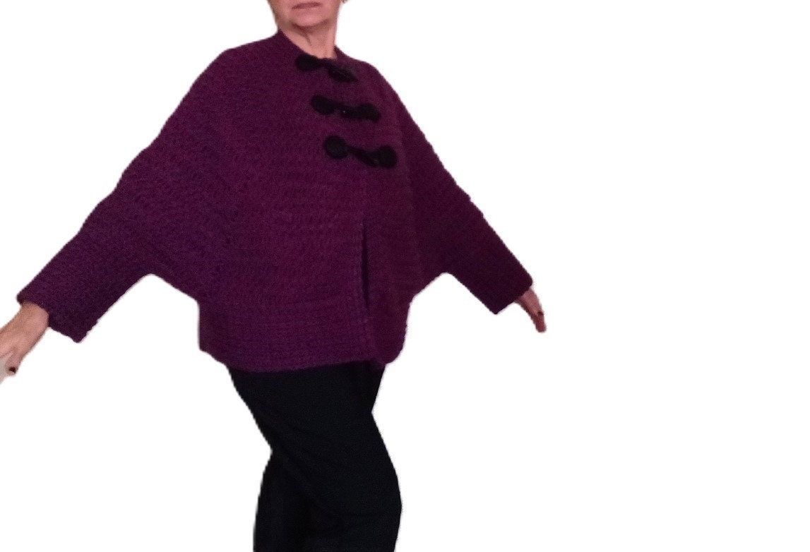 Crochet Bat Wing Cape Pattern: Serafina - Poncho With Sleeves (PDF ...