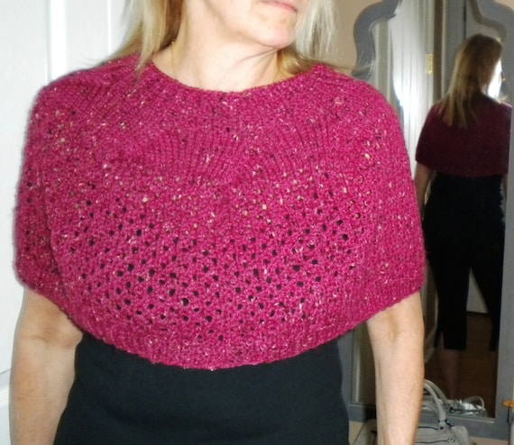 Knit Caplelet Pattern Cherries Jubilee Capelet Carefree Capelet Tweed Cape Sweater Short Cape Shawl Alpaca Wool Knit Pattern Knit Caplelet Pattern Cherries Jubilee Capelet Carefree Capelet Tweed Cape Sweater Short Cape Shawl Alpaca Wool Knit Pattern