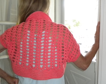 Crochet Bolero Shrug PATTERN-Watermelon/ Crochet Bolero pattern / Crochet Shrug pattern / Crochet Cropped Cardigan / Lacey Crochet Shrug