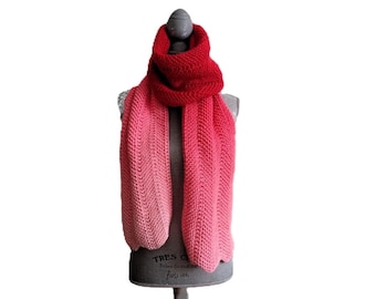 Patrón de bufanda de punto con degradado de chevrón: Rayos de sol otoñales ombré (patrón en PDF)