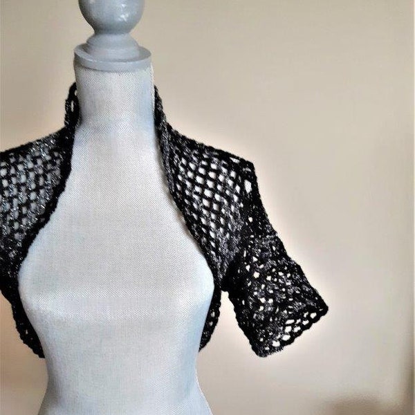 Crochet Bolero Shrug PATTERN-Cobweb / Crochet Bolero pattern / Crochet Shrug pattern / Crochet Cropped Cardigan / Lacey Metallic Shrug