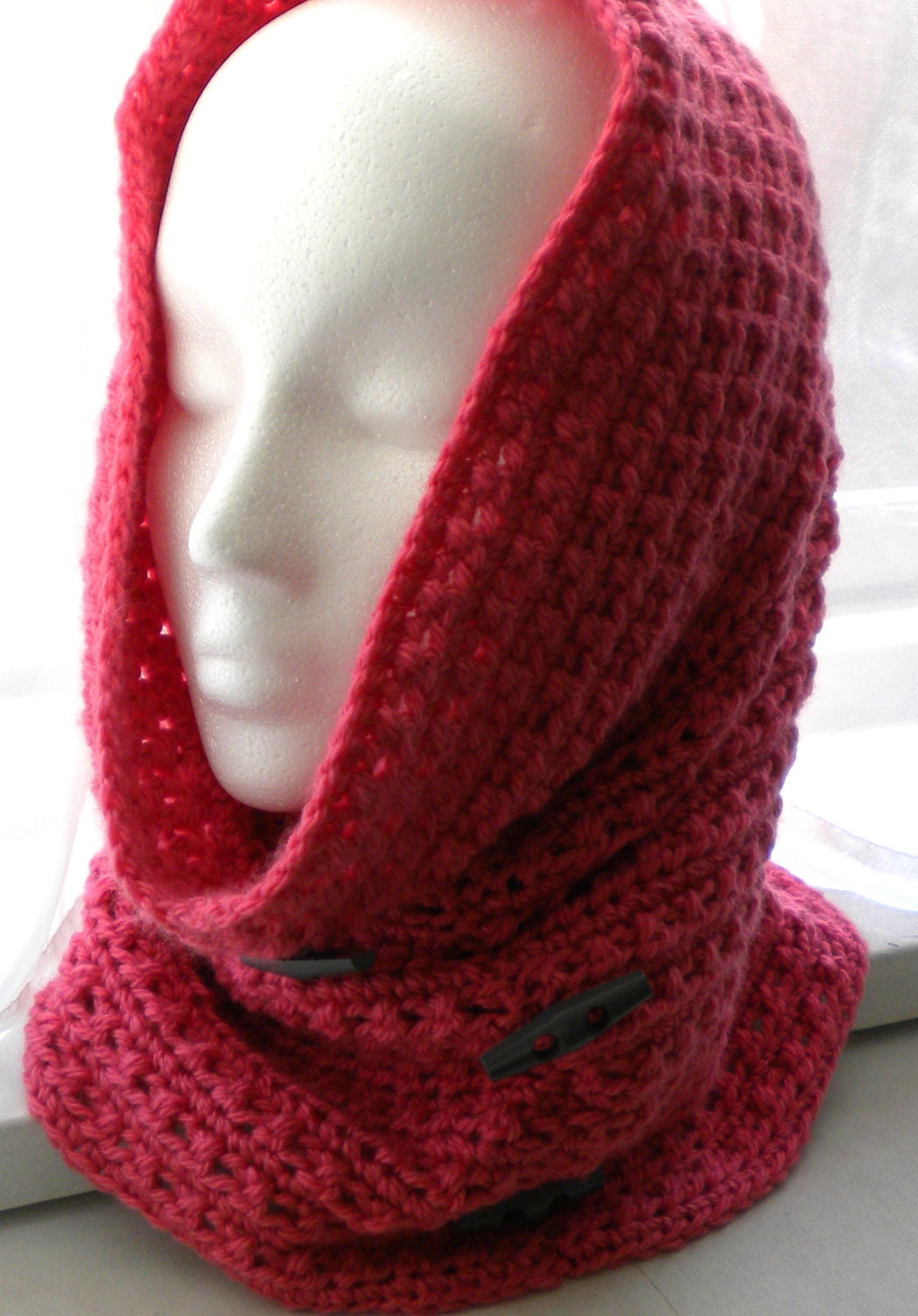 Crochet Cowl Hood PATTERN With Decorative Buttons / (Download Now) - Etsy