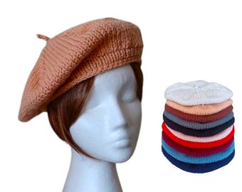 Boina tejida a mano: Boina tradicional con banda de cordón I-cord - varios colores