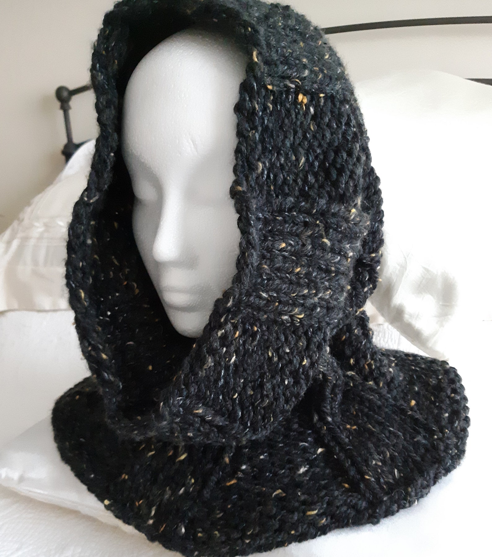 Knit Cowl Hood PATTERN Blizzard Tweed / Knit Cowl Pattern / Etsy