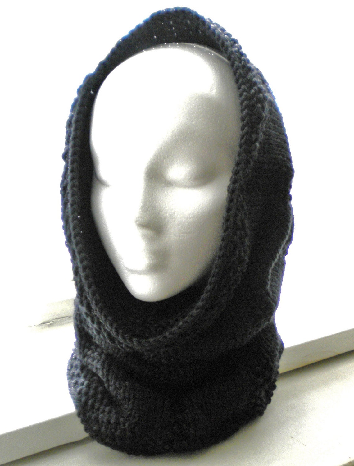 Knit Cowl Hood PATTERN Textured Stripe / Knit Head Wrap Pattern / Knit