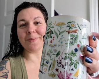Wildflower and Herbal Illustration Mug | Accent Coffee Mug