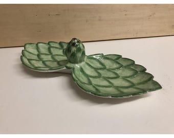 Ceramic Artichoke Serving Double Dish, Eximious, Italy
