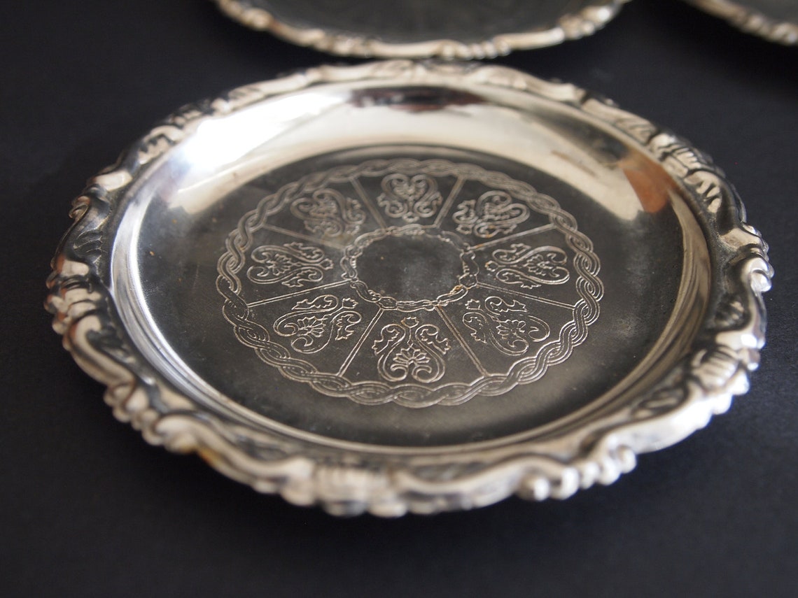 Silver Plated EP on Steel Coasters Italy set of four 4 Etsy