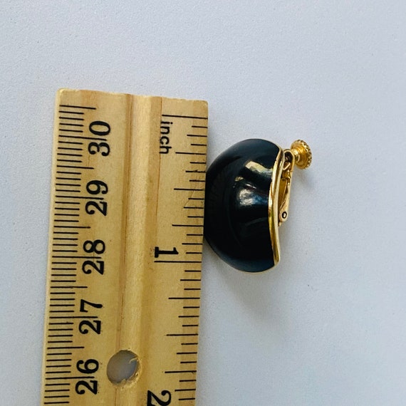 Vintage NAPIER Black Enamel In Gold Tone Earrings - image 8