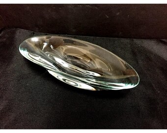 Aqua Tinted Lead Crystal Oval Centerpiece Vase