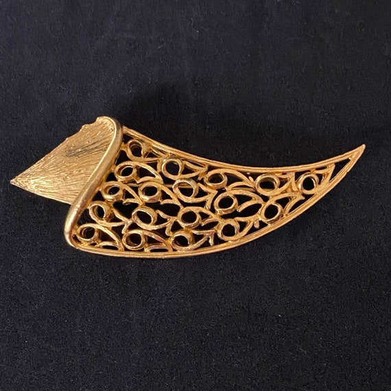 Vintage JJ Jonette Jewelry Brooch Pin, Gold Plate… - image 2