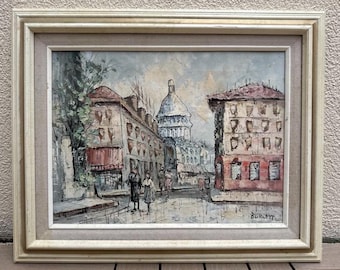 Early 20th Century Caroline Burnett Signed Original Painting Oil on Canvas - Paris Cityscape, Framed