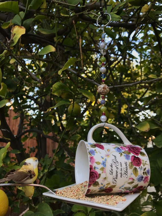 Tammy Lynch Coffee Cup and Saucer Bird Feeder Etsy